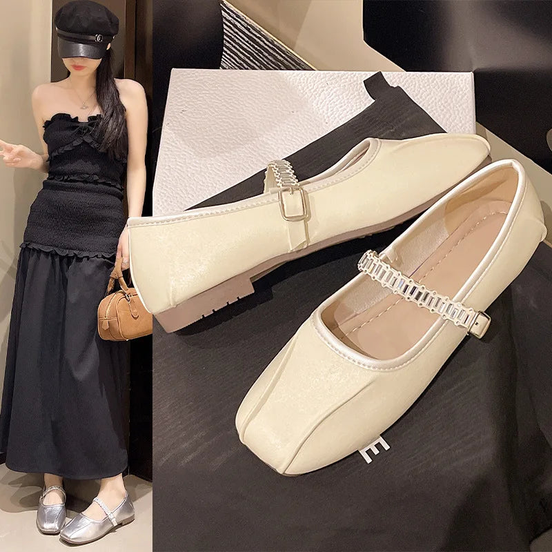 French square Toe Fashion Pumps Single Shoes Women's New Summer Trend square Heel Versatile Leather Shoes