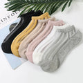 Sheer silk cotton sole vertical jacquard sheer silk boat socks for women