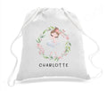 Personalized Floral Ballerina Drawstring Tote Bag Girls Backpack Recyclable Ballet Gift Bag for Dance Students