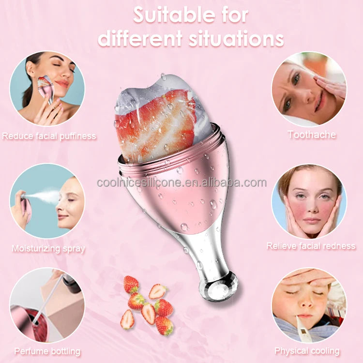 New Patents Facial Icer Beauty Tool Cooler Cryo  Ice Cube Tray Rolling Ice Face Roller Glow Cube Ice Roller for Face