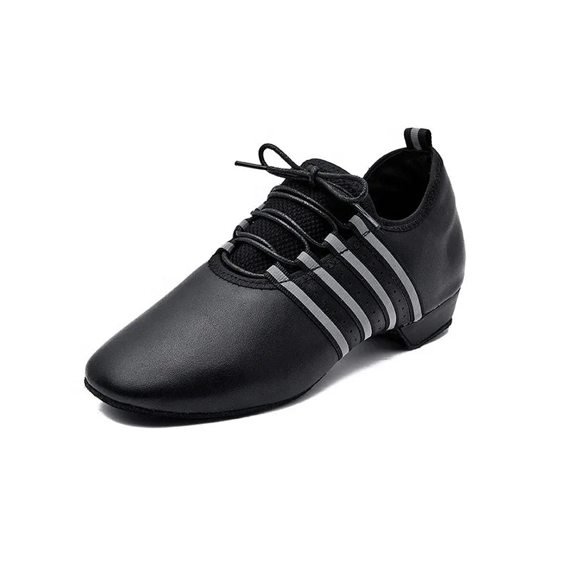 New Arrival Professional Latin Salsa Ballroom Dance Shoes for Women Low Heel Black Leather Indoor Dancing