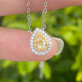 Fashion Fine Jewelry 18k Solid White Gold Pear Shape Natural Yellow Diamond Woman Necklace