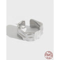 Chunky Chic Frosted Irregular S925 Sterling Silver Open Design Ring Ladies Jewelry Engagement Rings Jewelry Women