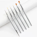 Private Label Nail Painting Pen 3d Liner Gel Dotting Metal 6pcs Nail Art Brush Set