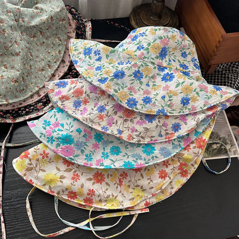 Landfond New Fashion Style Floral Sunhat for Girls Cute Comfortable Soft Hat for Girls High Quality Casual Summer Girls Hat