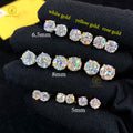 Wholesale Price 925 Silver & 18K Gold Plated 5mm 6.5mm 8mm Diamond Moissanite Push Stud Earrings for Women With GRA Certificate