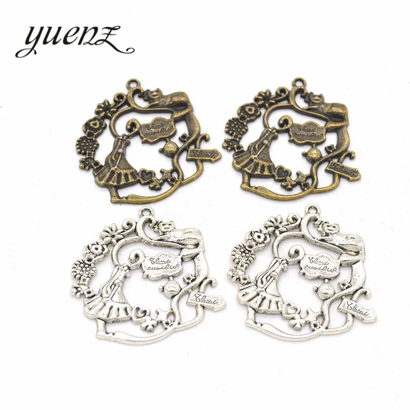 YuenZ Antique Silver Color Alice Garden Charms Pendants DIY Jewelry for Necklace Bracelet Making Accessaries 41*41mm Q103