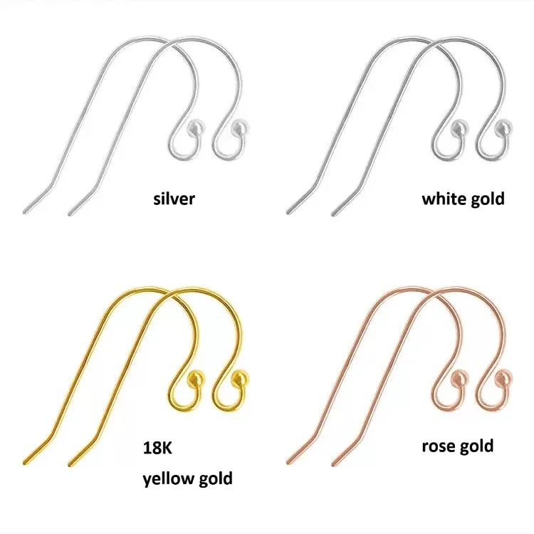 925 Sterling Silver Plated 18k Gold Plated Ear Hook Earrings Handmade DIY Jewelry Findings & Components with Ear Pin & Eardrop