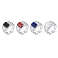 Design Rings Custom Silver Jewelry Big Black Onyxt Custom Design Resin and Ashes 925 Sterling Silver Hollow Out  Ring Men