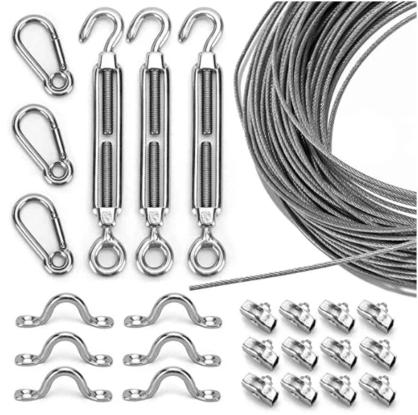Metal Hardware String Light Hanging Kit 328FT Stainless Steel 304 Cable for Indoor and Outdoor Lights Globe String Light Kit