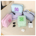 Wholesale Custom Logo Woman Monogrammed Travel Makeup Bag Zipper Seersucker Cosmetic Bags