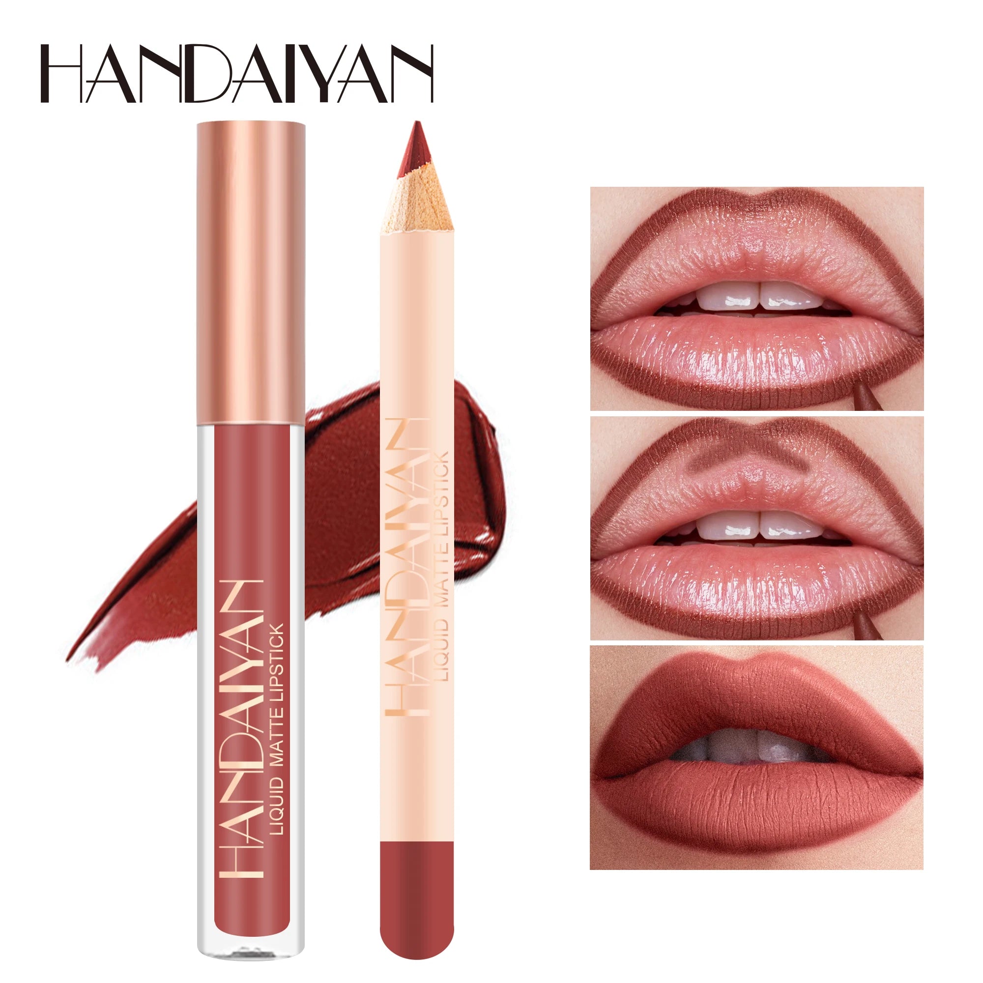 HANDAIYAN Matte Lipgloss Matte Lip Liner Pencil Set 12 Colors Waterproof Wholesale Vegan Makeup Cosmetics