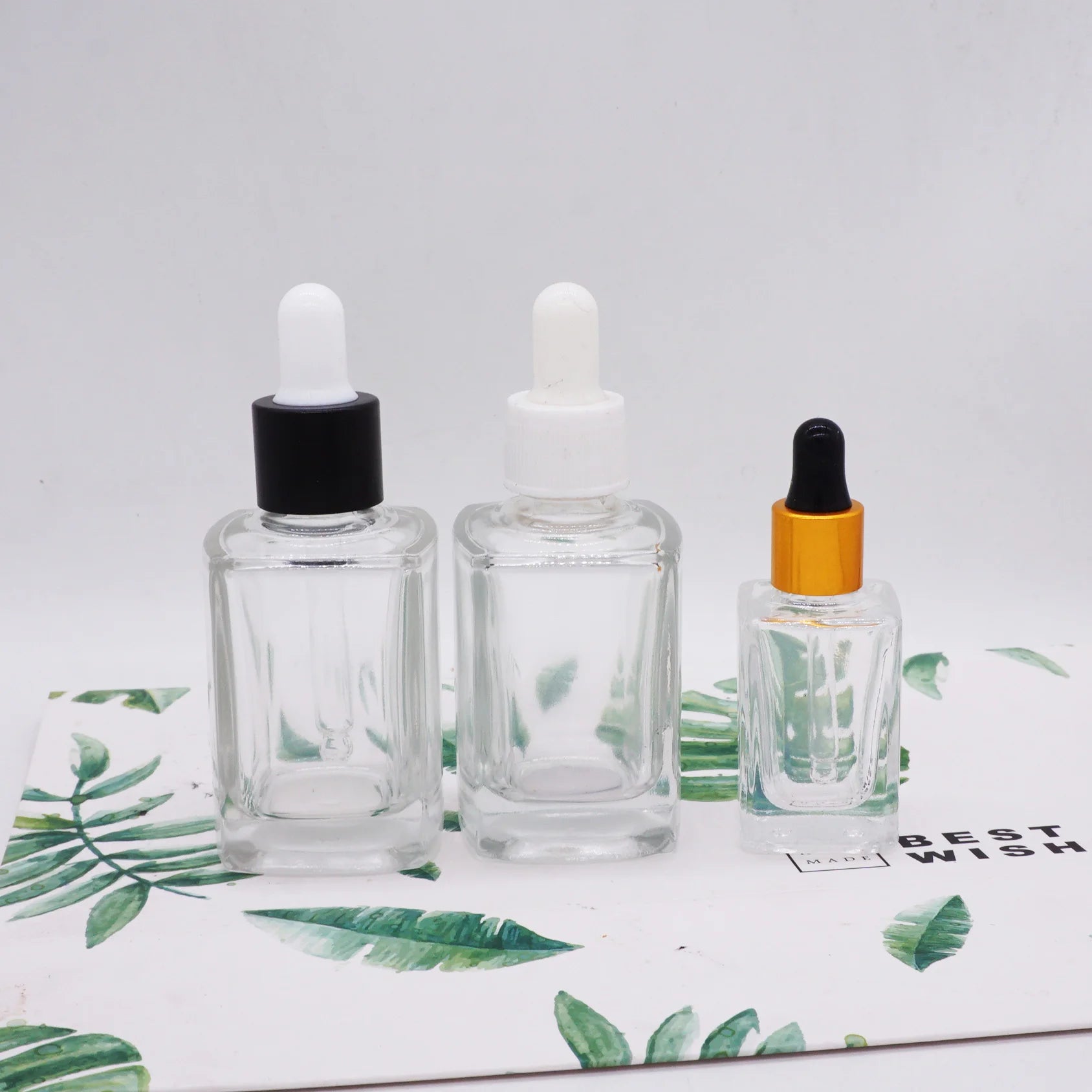 15 ml 30ml square Glass Bottle for Essential Oils with White Dropper