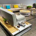 sigarten Discount Furniture Garden Outdoor Patio  Set Luxury Hotel Wood Teak Outdoor Sofa Set