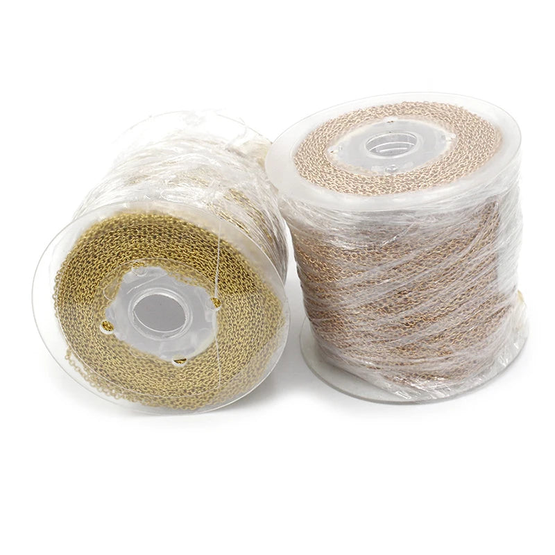 Vacuum Gold Plated 1mm1.2mm1.5mm2mm 100 Meters Per Roll DIY Stainless Steel Chains for Necklace Bracelet