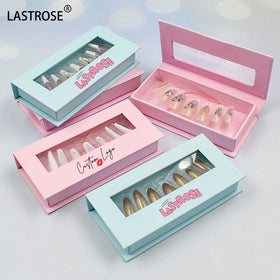 Empty False Nails Package Box Private Label Press on Nail Box Packaging for Long Nails with Matching Paper Card