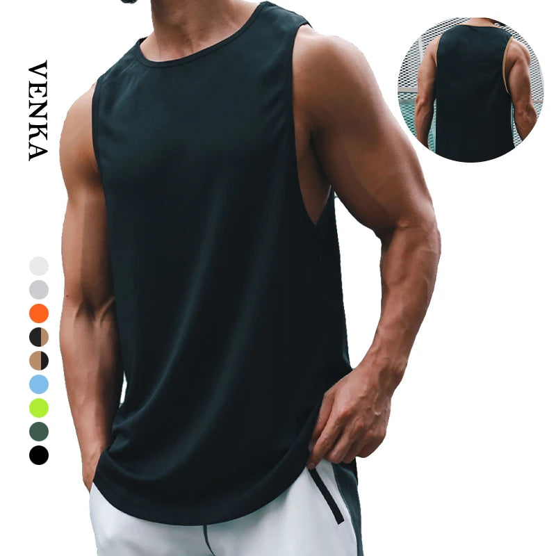 Men Loose Sport Clothing Running Basketball Training Sleeveless T-Shirt Custom Logo Men'S Quick Drying Sweat Vest