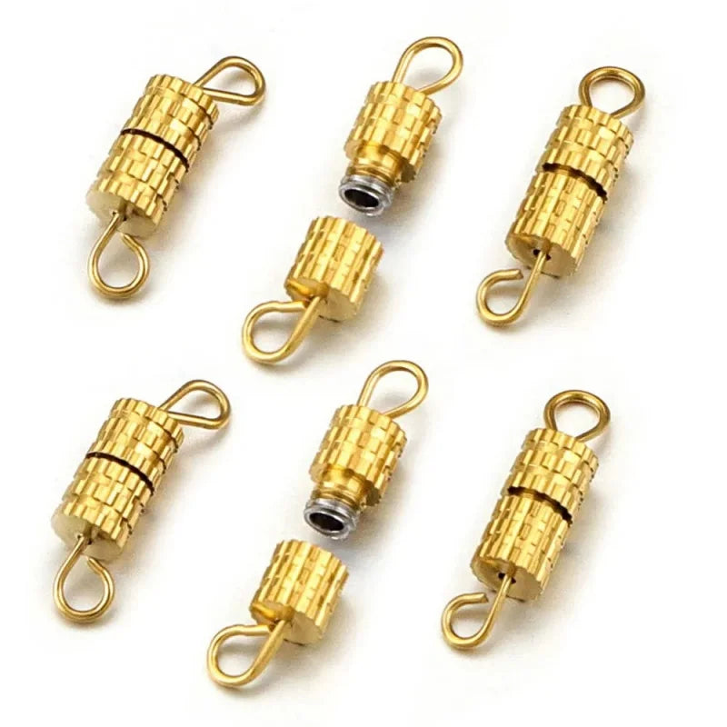 Stainless Steel Barrel Column Twist Screw Clasp Spiral Fastener Connector With 2 Hooks for DIY Bracelet Necklace Jewelry Making