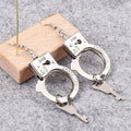 Wholesale Toy Handcuffs Key Punk Earrings 1pair/Opp Bag Personalized Metal Silver Trendy Drop Earrings for Women