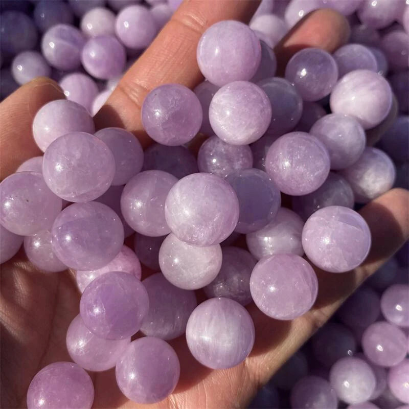 Wholesale Price High Polished Natural Healing Stones Gemstone Kunzite Crystal Mini Ball Sphere