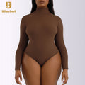 Wholesale High Neck Women Long Sleeve Compression Stretchy Soft One Piece Thong Bodysuit