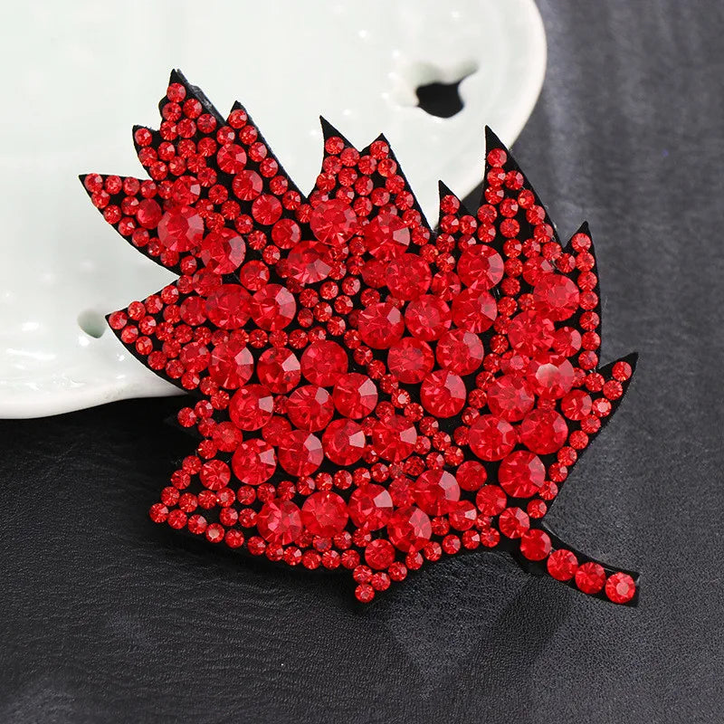 HX-294 Crystal Rhinestone Stripe Maple Leaf Shape Bling Shiny Glitter Custom Hair Clips Pins for Girls