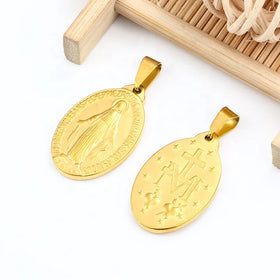 Factory Price Classic 18k Gold Plated Color Religious Style Stainless Steel Vrigin Mary Pendant Necklace Fine Jewelry