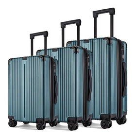 Wholesales PC Travel Suitcase Set of 3 Alumiun Trolley Travel Bags TSA Custom Lock 360 Spinner Wheel Luggage Expandable Zipper