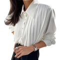 Wholesale 2026 Autumn Temperament Polo Collar Single Breast Design Loose and Versatile Long Sleeve Women's Shirts