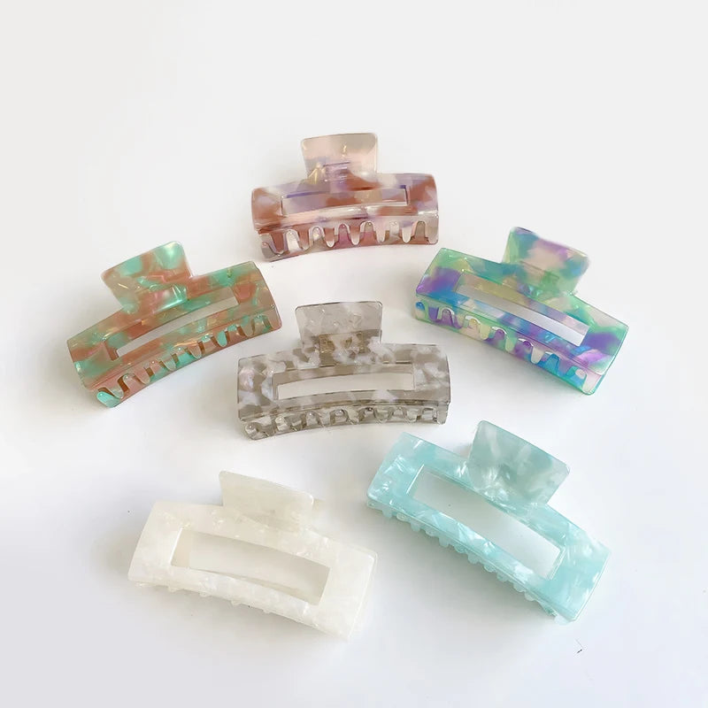 JiaYu Acetate Square Haarklammer Hair Clips Ladies 10.5 cm Large Hollow Shark Hair Clips Tortoiseshell Wholesale Hair Claw Clip