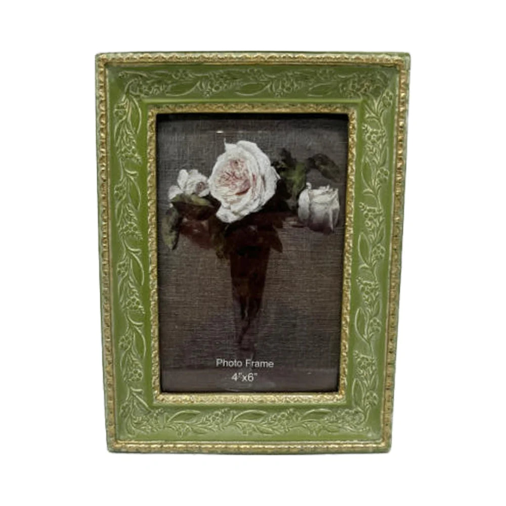 European-Style Antique Painting Green/Bronze 4x6 Handmade Vintage Resin Photo Frame Wall Hanging Home Decor Picture Display