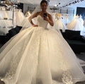 AL1398 2025 Factory Wholesale Price Custom Vintage Pure White Lace Princess Off-the-shoulder Strapless Ball Gown Wedding Dress