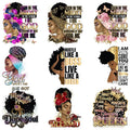 Sewill Colorful Black Girl Design Custom Glitter Screen Printed Heat Transfer for Clothing