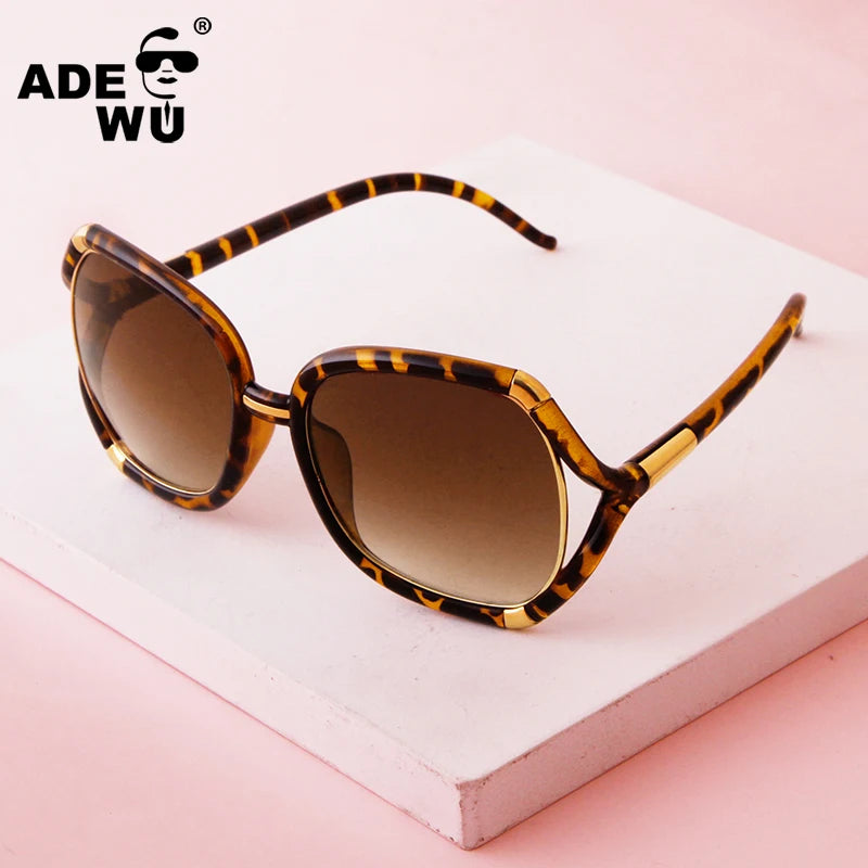 ADE WU STY105S Fashion Hollow Large Frame Sunglasses Women Retro Outdoor Travel Sun Glasses Female OEM Custom Logo Wholesale