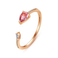 Fine Jewelry 925 Sterling Silver Triangle Shape Pink Gemstone Engagement Open Adjustable Ring for Women