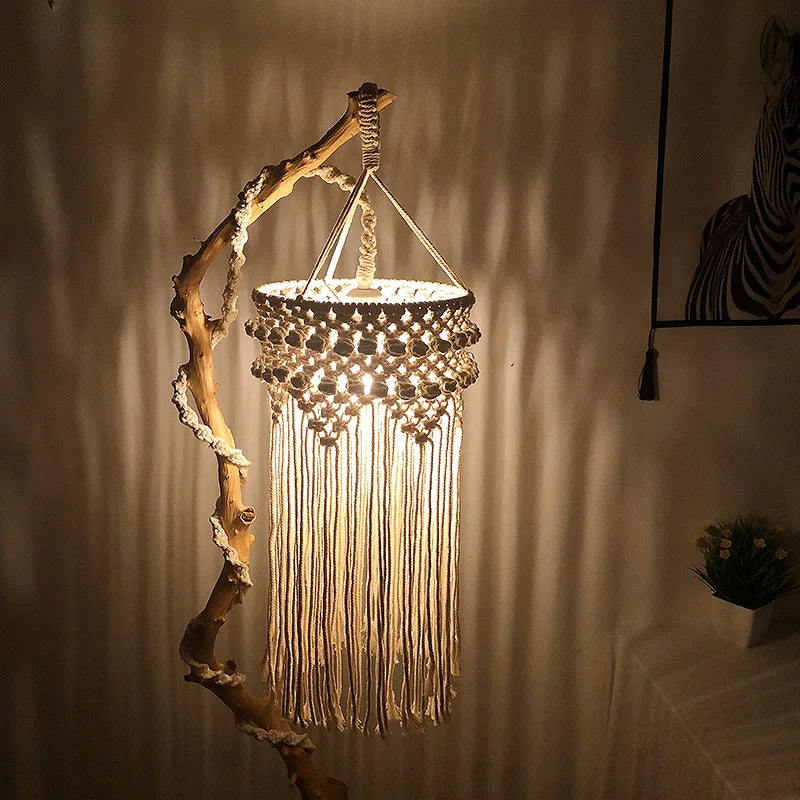 Lampshade Macrame Tassel Hanging Lamp Decoration Living Room Wedding Decor