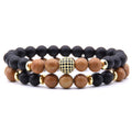 18 Colors Low Price 2pcs Pack Zircon Brass Bead Charm Elastic Cord Women and Men Bracelet Natural Gemstone Jewelry Bracelets