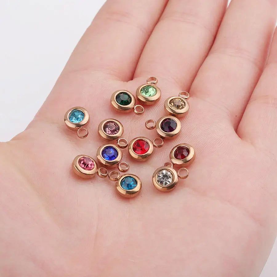 New Styles 6.5mm Jewelry Making Necklace Accessories DIY Stainless Steel Rose Gold Plated December Birthstone