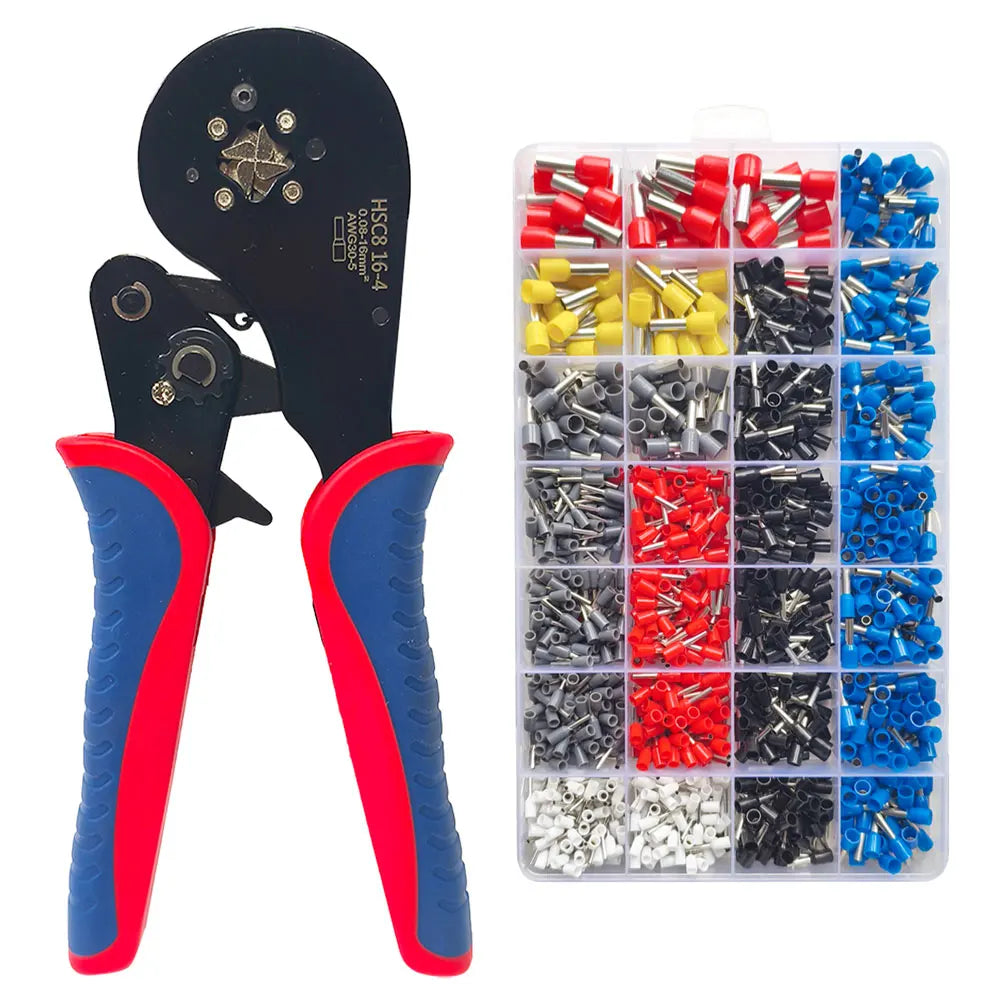 Awg28-5 Tube Button Hand Crimper HSC8 16-4 16-6 Ratchet Wire Ferrules Tubular Terminal Crimping Pliers Tool Kit