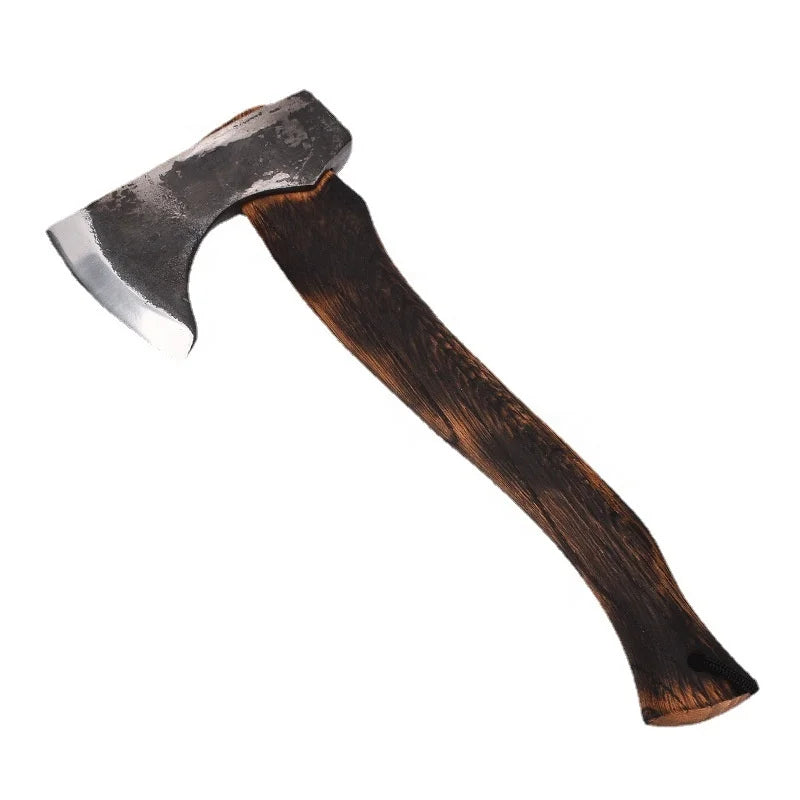 RGM-8 Wholesale Portable Outdoor Camping Garden Tool Carbonized Wooden Handle Hatchet Handmade Carbon Steel Axe