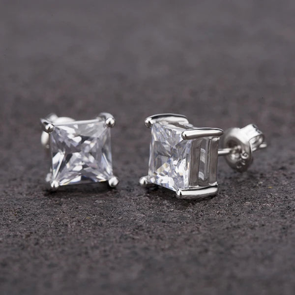 JRL White Zircon Stone Fashionable Silver Stud Earrings