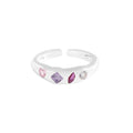 925 Sterling Silver Open Ring with Multi-Color Zircon and Diamond  Bezel Setting for Anniversary Wholesale Jewelry