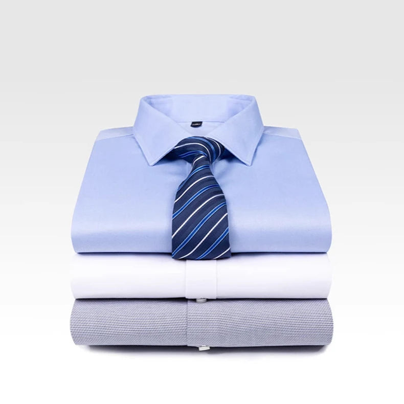 Men's 100% Cotton Casual Long Sleeve White Shirt Formal Single Breasted Slim Career Bank Workwear Simple Tops Shirt