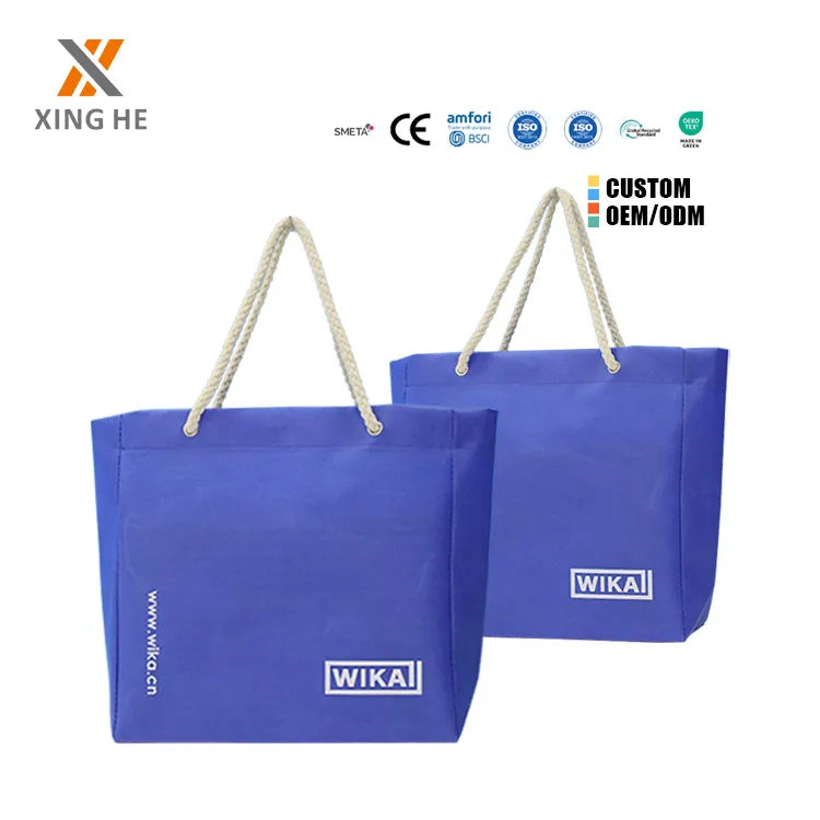 2024 Factory New Design Custom Printed Logo Eco-Friendly Recyclable Grocery Tote OEM Non-Woven Fabric Bag Shopping PP Material