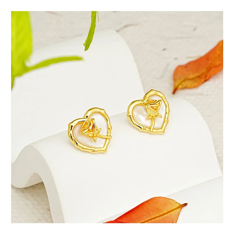 Free Design New Stud Earrings Women 925 Sterling Silver Simple All-match Rose White Fritillary Earrings Women Luxury Wholesale