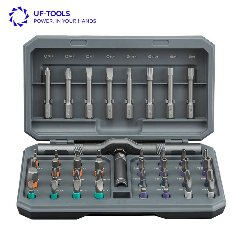 42 1 Magnetic Screwdriver Set Multifunctional DIY Household Maintenance Tool Kit Detachable T-shaped Steel Ratchet Handle OEM HS
