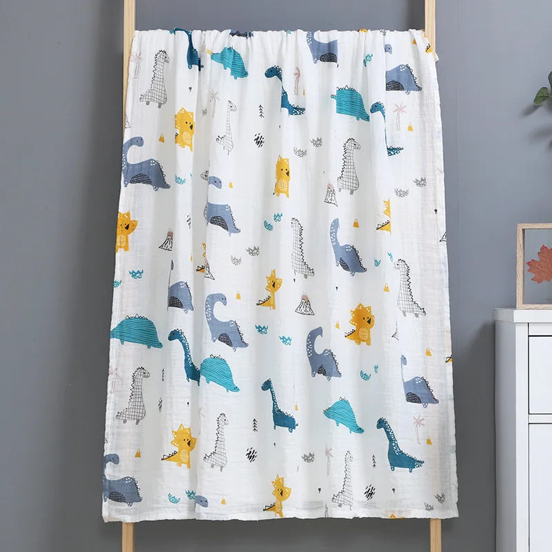 100% Combed Cotton Jacquard Bath Towel Soft Skin-friendly Lightweight 6-Layer Gauze Printed Breathable Muslin Baby Cloth Child