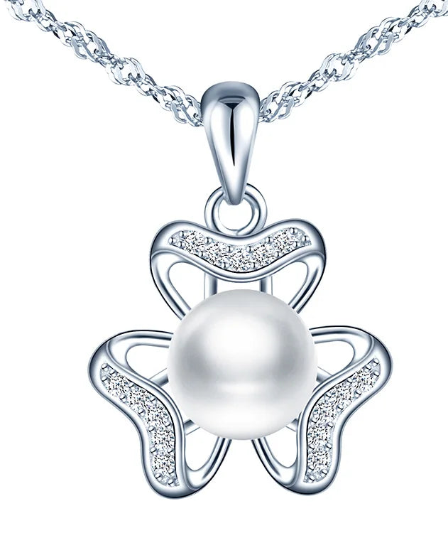 Elegant 925 Silver Pearl Necklace for Girls and Women Luxury Jewelry Accessory