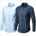 Men 2024 Spring Summer Suit Solid Color Lapel White Shirts Long Sleeve Button Down Business Formal Professional Slim Black Shirt