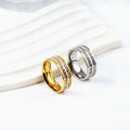 Fashion Stainless Steel Plated Double Zirconia Ring Trend Geometric Finger Ring Jewelry for Women Men Jewelry Gift
